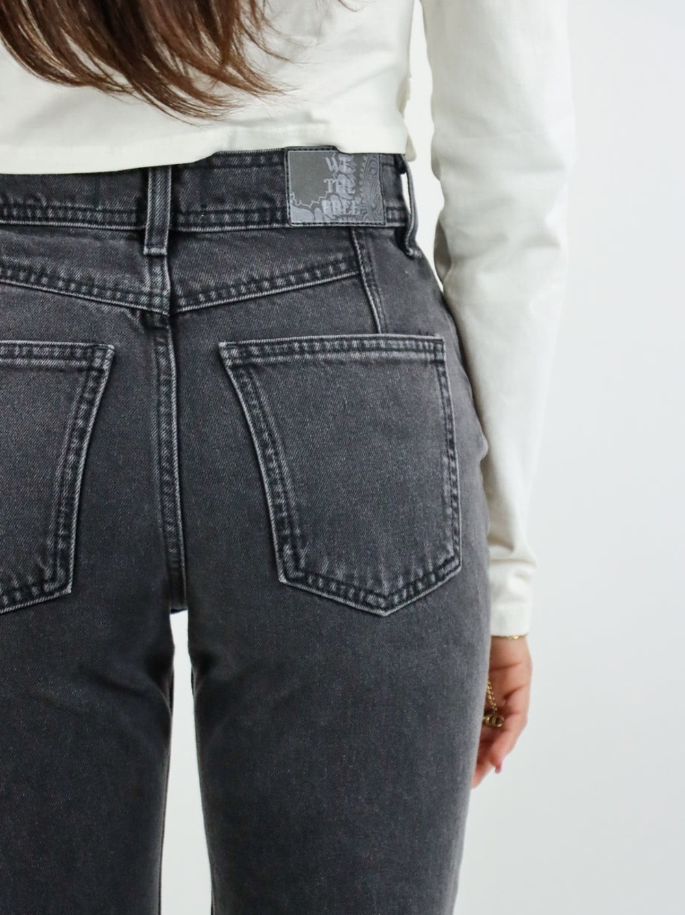 We The Free High-Rise Slim Straight Jeans in Washed Black